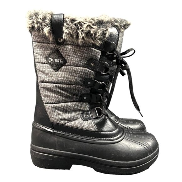New Quest Powder Womens Size 8 Black/Grey Winter Boots Faux Fur NWT - Picture 5 of 13